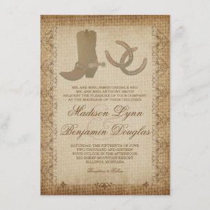 Boots Spurs Hoefijzers Western Wedding nodigt uit Kaart