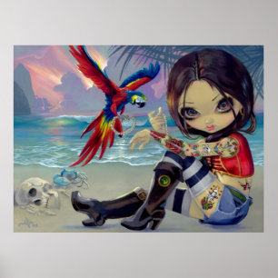 Bootstrap Betsy ART PRINT Pirate Tattoo Girl