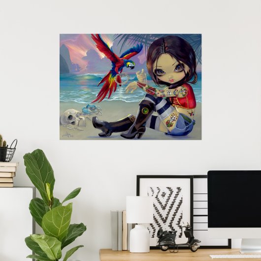 Bootstrap Betsy ART PRINT Pirate Tattoo Girl (Thuiskantoor)