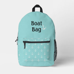 Boottas Aqua en wit met ankers Bedrukte Rugzak