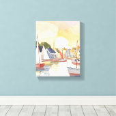 boottochtje | Coastal Ocean Waterverf Painting Canvas Afdruk (Insitu (Houten vloer))