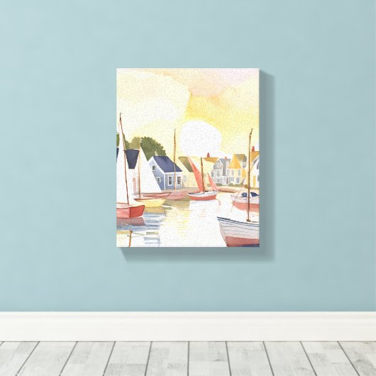 boottochtje | Coastal Ocean Waterverf Painting Canvas Afdruk (Insitu (Houten vloer))