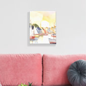boottochtje | Coastal Ocean Waterverf Painting Canvas Afdruk (Insitu (Woonkamer))