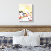 boottochtje | Coastal Ocean Waterverf Painting Canvas Afdruk (Insitu (Slaapkamer))