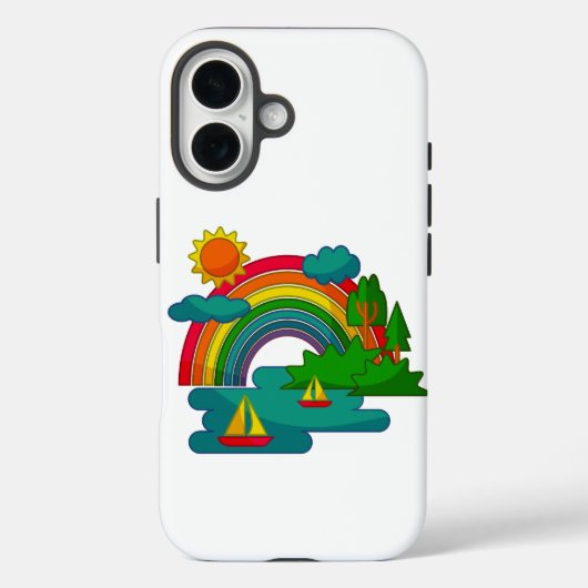 Boottochtlandschap onder de zon, wolken en regenbo Case-Mate iPhone case (Achterkant)
