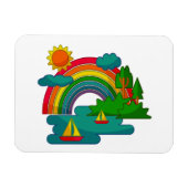 Boottochtlandschap onder de zon, wolken en regenbo magneet (Horizontaal)