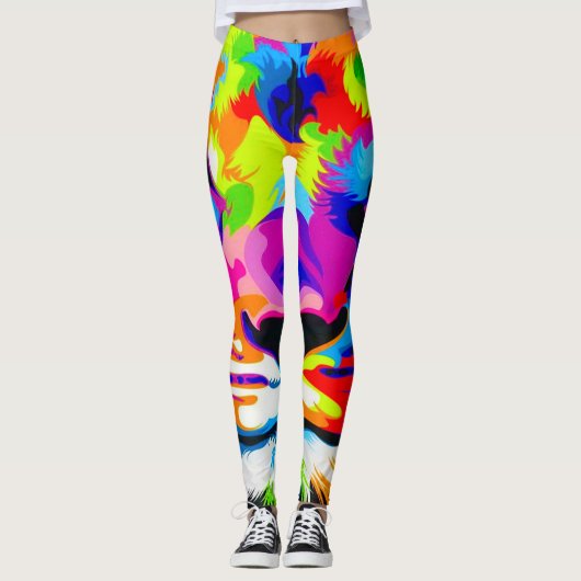 Bootylistische vloeibare regenboogleeuw Dierafdruk Leggings (Voorkant)