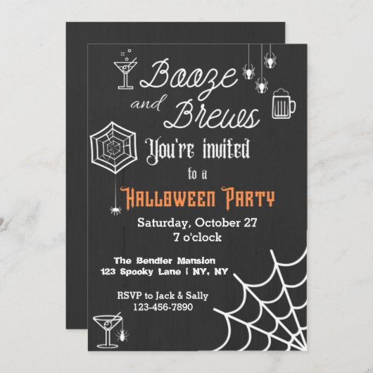 Booze and Brews Halloween Party Invitation (Devant / Derrière)