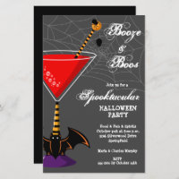 Booze en Boos Martini Budget Halloween Uitnodiging