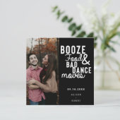 Booze Food & Bad Dance Moves Funny Date Foto Save The Date (Staand voorkant)