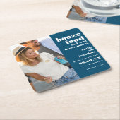 Booze Food Bad Dance Photo Turquoise Save the Date Vierkante Kartonnen Onderzetter (Schuin)