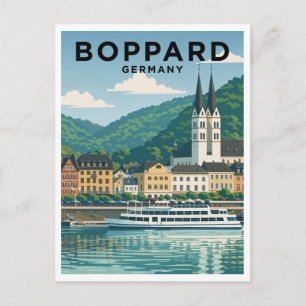 Boppard Duitsland Vintage Reis Kunst Ansichtkaart Briefkaart