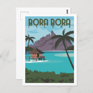 Bora Bora Beroemde Reisplaats Illustratie Briefkaart
