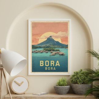 Bora Bora Dromen – Vintage Lagune Reis Poster