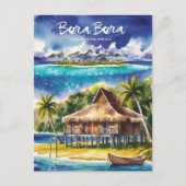 Bora Bora Frans-Polynesië Waterverf schilderij Briefkaart (Voorkant)