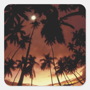 Bora Bora, Frans-Polynesië Zonsondergang door Vierkante Sticker