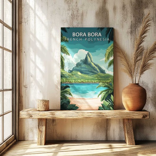 Bora Bora French Polynesia Travel Poster Canvas Afdruk