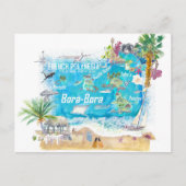 Bora Bora Islands French Polynesia Travel Map Briefkaart (Voorkant)