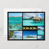 Bora Bora multiple image collage noir carte postal (Devant / Derrière)