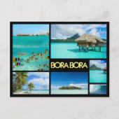 Bora Bora multiple image collage noir carte postal (Devant)