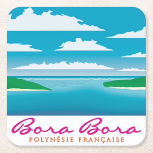 Bora Bora reef Vierkante Kartonnen Onderzetter