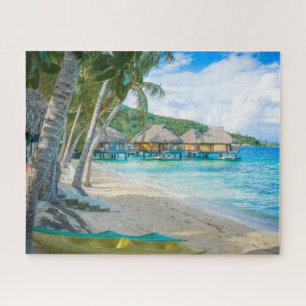 Bora Bora Tahiti Beach Overwater Bungalows Ocean Legpuzzel