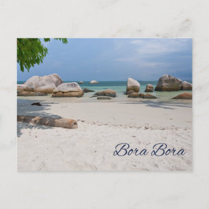 Bora Bora Tahiti Mooie Tropische Strand Rotsen Briefkaart