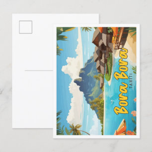 Bora Bora Tahiti Pop Kunst Reizen Illustratie Briefkaart