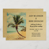 Bora Bora Wedding Invitation Beach Palm Tree Kaart (Voorkant / Achterkant)