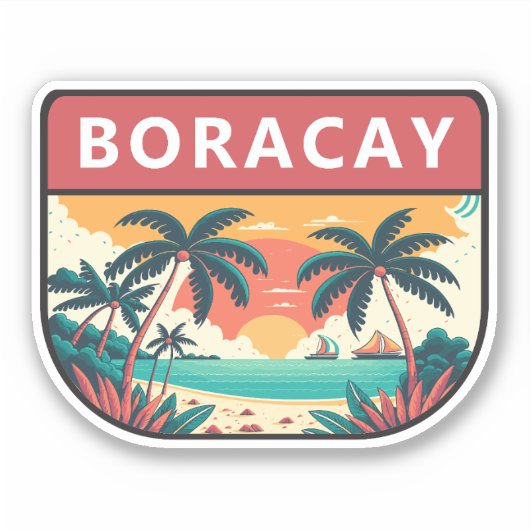 Boracay Filipijnen Retro Emblem Sticker (Voorkant)
