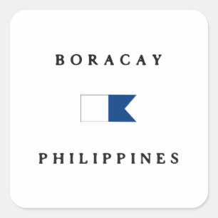 Boracay Filippijnen Alpha duik vlag Vierkante Sticker