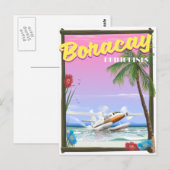 Boracay Filippijnse strandreisposter Briefkaart (Voorkant / Achterkant)