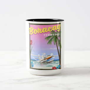 Boracay Filippijnse strandreisposter Tweekleurige Koffiemok