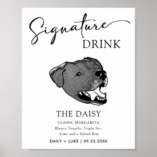 Borador Hond Trouwhandtekening Drink Teken Poster (Voorkant)