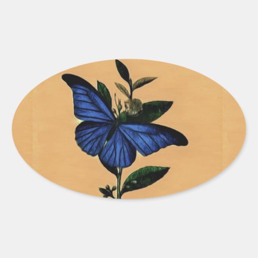 Borboleta Azul Ovale Sticker (Voorkant)