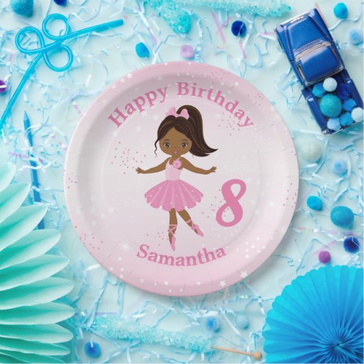 Bord Afrikaanse Amerikaanse Ballerina Birthday Pap (Feest)