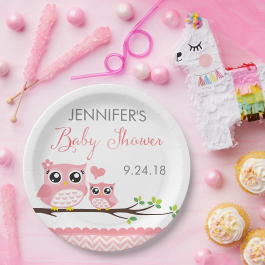 Bord Baby shower | Roze Chevron Girl (Feest)