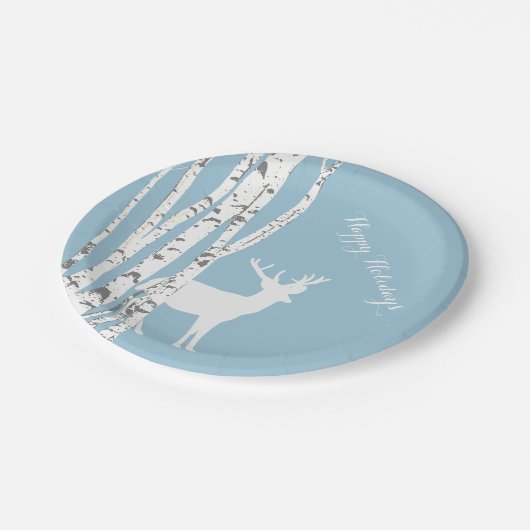 Bord Birch Trees en Deer Holiday Paper (Gekanteld)