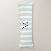 Bord Blauw & Antiek Witte Strepen Monogrammed Lichaamskussen (Voorkant Verticaal)
