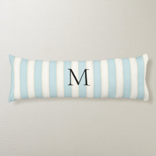Bord Blauw & Antiek Witte Strepen Monogrammed Lichaamskussen