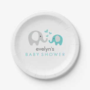 Bord blauw Baby shower van mam en Baby Elephant