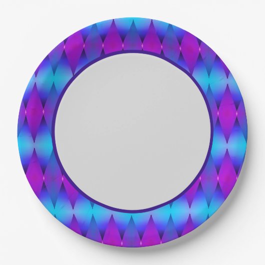 Bord blauw diamantwapier (Voorkant)