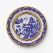Bord Blauw en Gold Willow Pattern (Voorkant)
