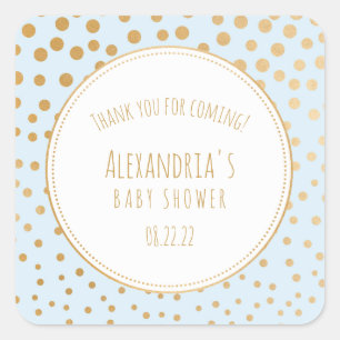 Bord blauw en goud baby shower gunst sticker