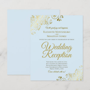 Bord Blauw & Goud Bruiloft Receptie BUDGET Nodigen