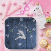 Bord blauw kerstreïndepapier (Feest)