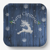 Bord blauw kerstreïndepapier (Voorkant)