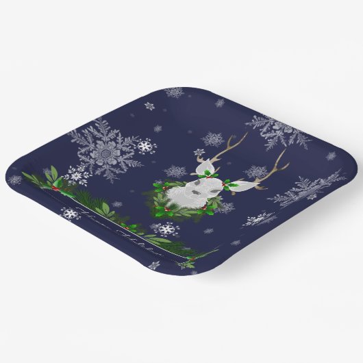 Bord blauw rendierpapier (Gebogen)