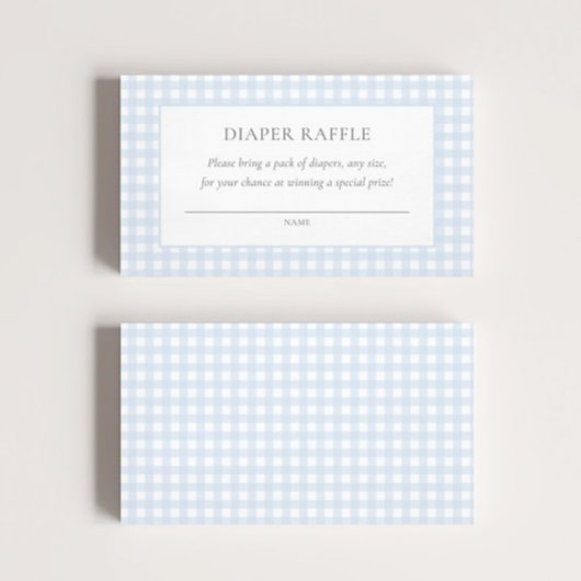 Bord Blue Gingham Classic Boys Baby shower Informatiekaartje
