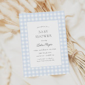 Bord Blue Gingham Classic Boys Baby shower Kaart